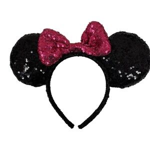 Disney Black and Pink Sequin Minnie Mouse Ears